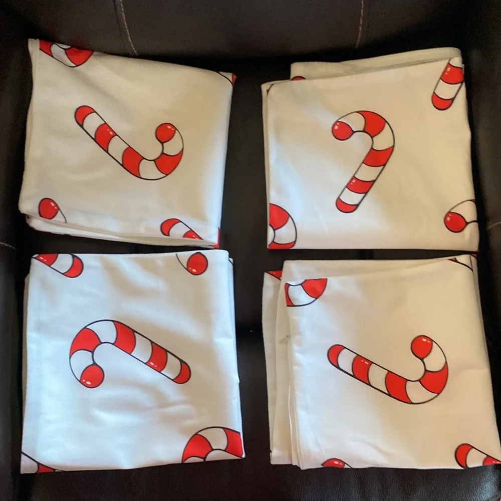 Christmas Cane Print Cushion Cover Without Filler. 4 Set